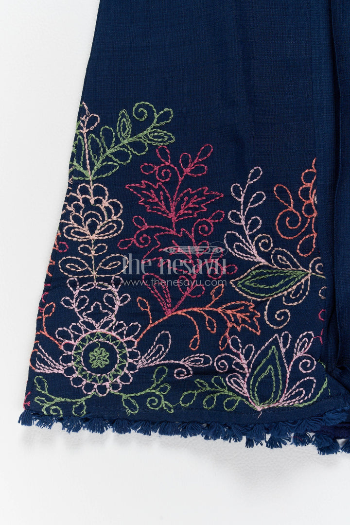 The Nesavu Girls Cotton Frock Girls Frock Dress in Blue for Milestone Days Nesavu Nesavu Girls Frock Dress In Blue With Thread For Milestone Days