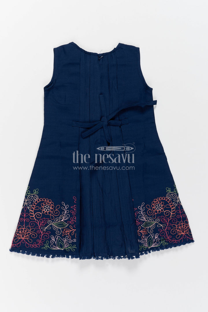 The Nesavu Girls Cotton Frock Girls Frock Dress in Blue for Milestone Days Nesavu Nesavu Girls Frock Dress In Blue With Thread For Milestone Days