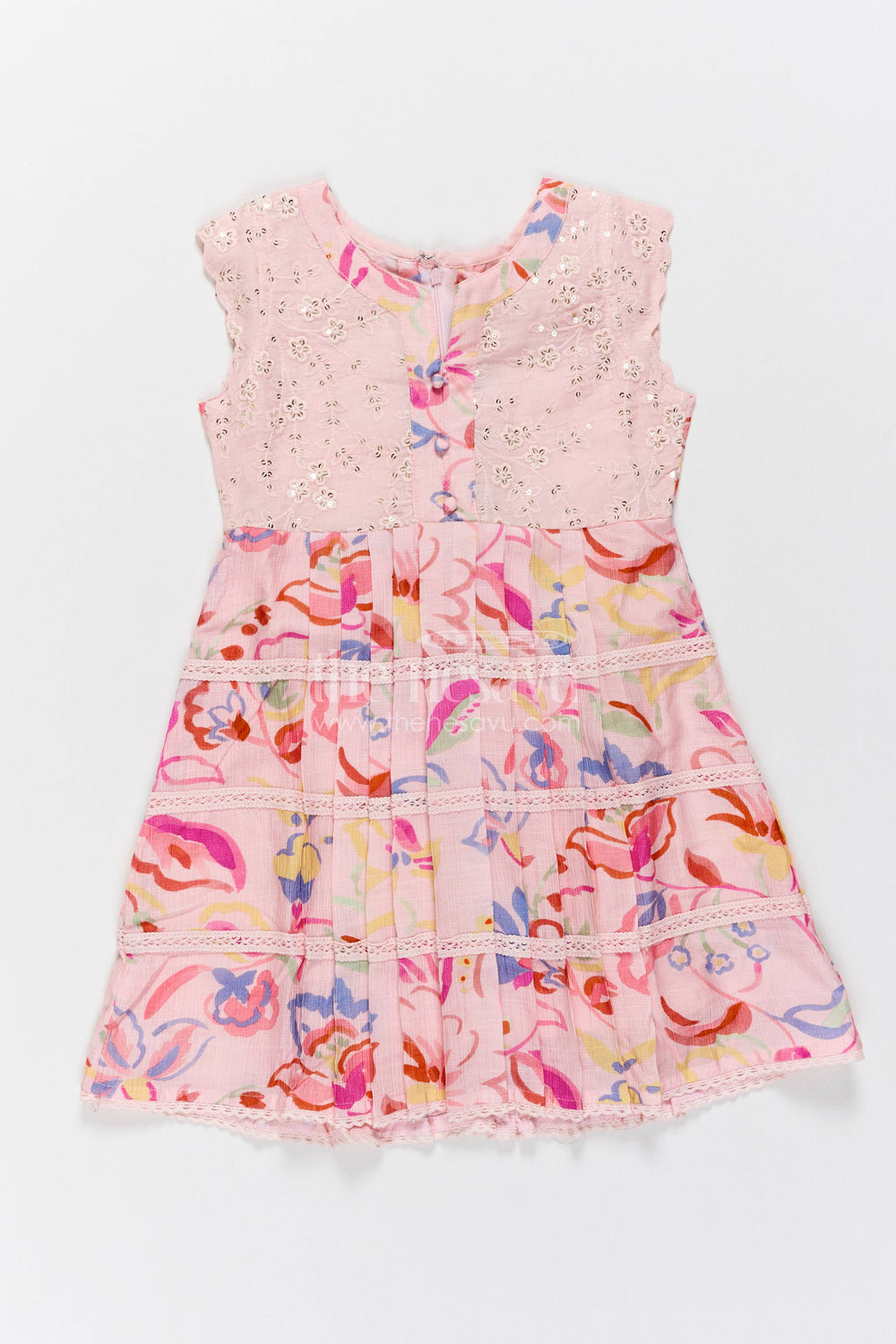 The Nesavu Girls Cotton Frock Girls Frock Dress in Cream for Milestone Days Nesavu 22 (4Y) / Cream / Cotton GFC2506A-22 Nesavu Girls Frock Dress In Cream With Digital For Milestone Days GFC2506A-22