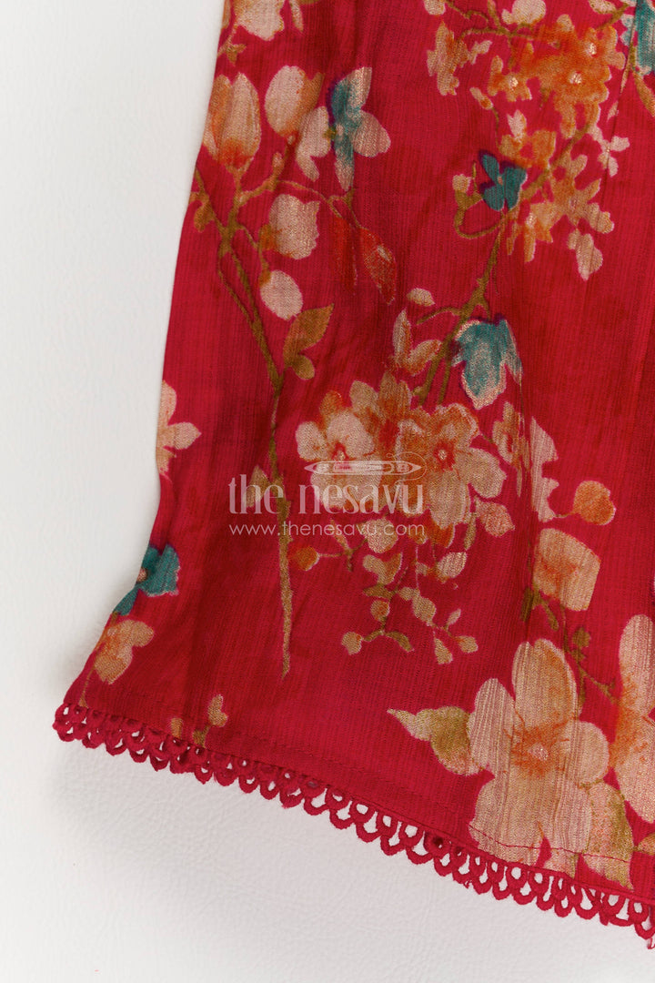 The Nesavu Girls Cotton Frock Girls Frock Dress in Red for Celebrations and Photos Nesavu Nesavu Girls Frock Dress In Red For Celebration Styling