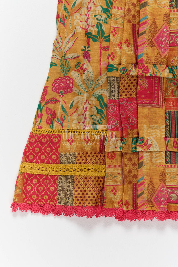 The Nesavu Girls Cotton Frock Girls Frock Dress in Yellow for Celebration Styling Nesavu Nesavu Girls Frock Dress In Yellow For Celebration Styling