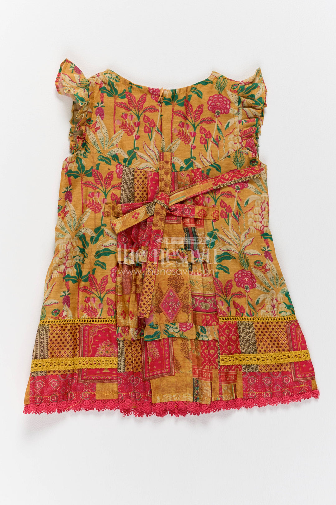 The Nesavu Girls Cotton Frock Girls Frock Dress in Yellow for Celebration Styling Nesavu Nesavu Girls Frock Dress In Yellow For Celebration Styling