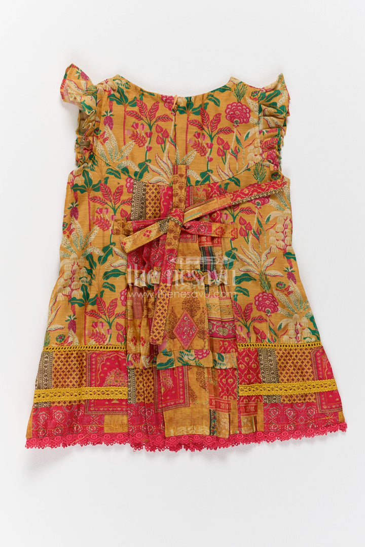 The Nesavu Girls Cotton Frock Girls Frock Dress in Yellow for Celebration Styling Nesavu Nesavu Girls Frock Dress In Yellow For Celebration Styling