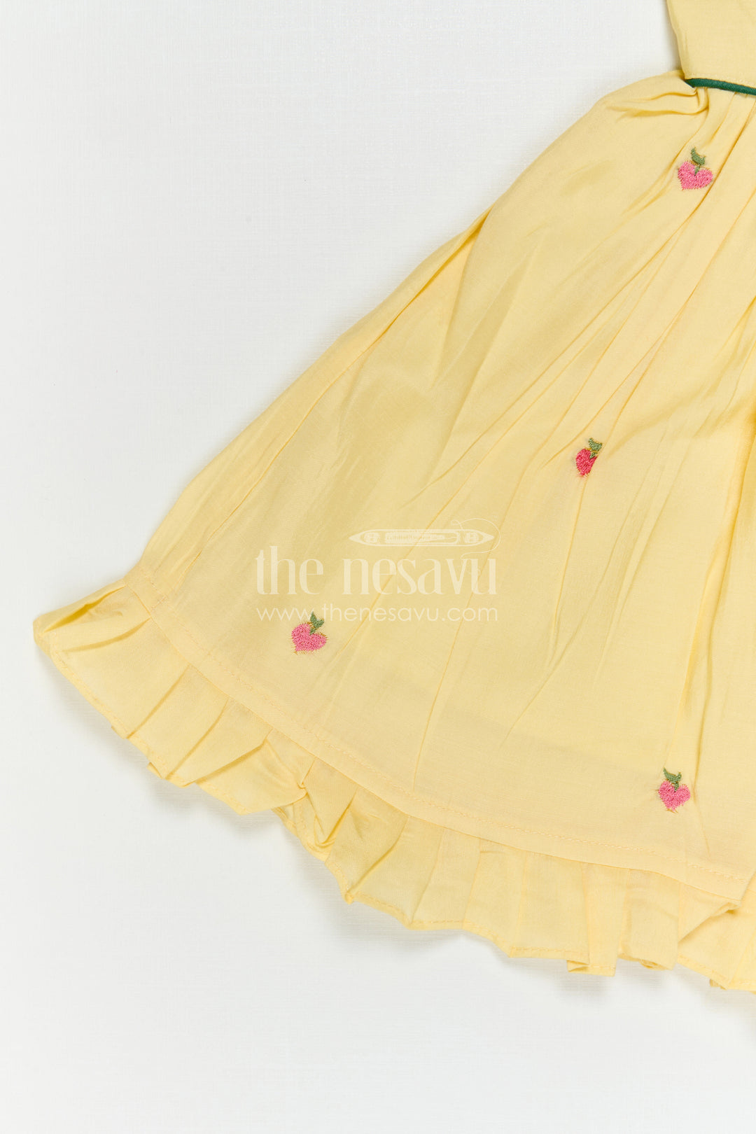 The Nesavu Girls Chanderi Frock Girls Frock for Birthday and Festive Celebrations Nesavu Nesavu Baby Girl Chanderi Frock For Birthday And Festive Wear With Thread Embroidery And Flared Design