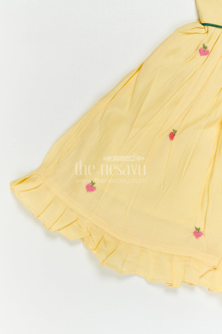 The Nesavu Girls Chanderi Frock Girls Frock for Birthday and Festive Celebrations Nesavu Nesavu Baby Girl Chanderi Frock For Birthday And Festive Wear With Thread Embroidery And Flared Design