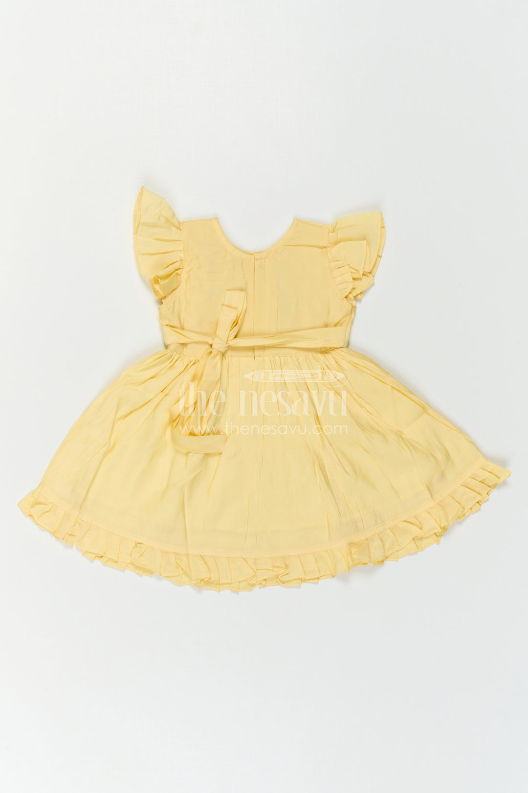 The Nesavu Girls Chanderi Frock Girls Frock for Birthday and Festive Celebrations Nesavu Nesavu Baby Girl Chanderi Frock For Birthday And Festive Wear With Thread Embroidery And Flared Design