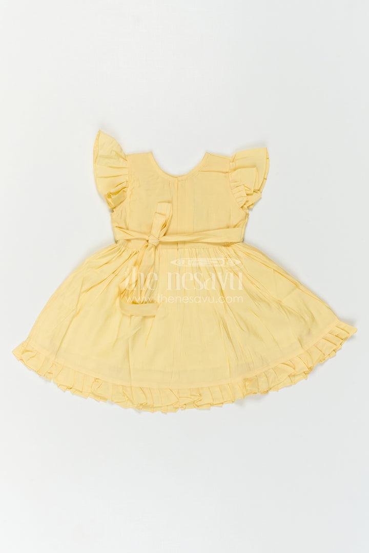 The Nesavu Girls Chanderi Frock Girls Frock for Birthday and Festive Celebrations Nesavu Nesavu Baby Girl Chanderi Frock For Birthday And Festive Wear With Thread Embroidery And Flared Design