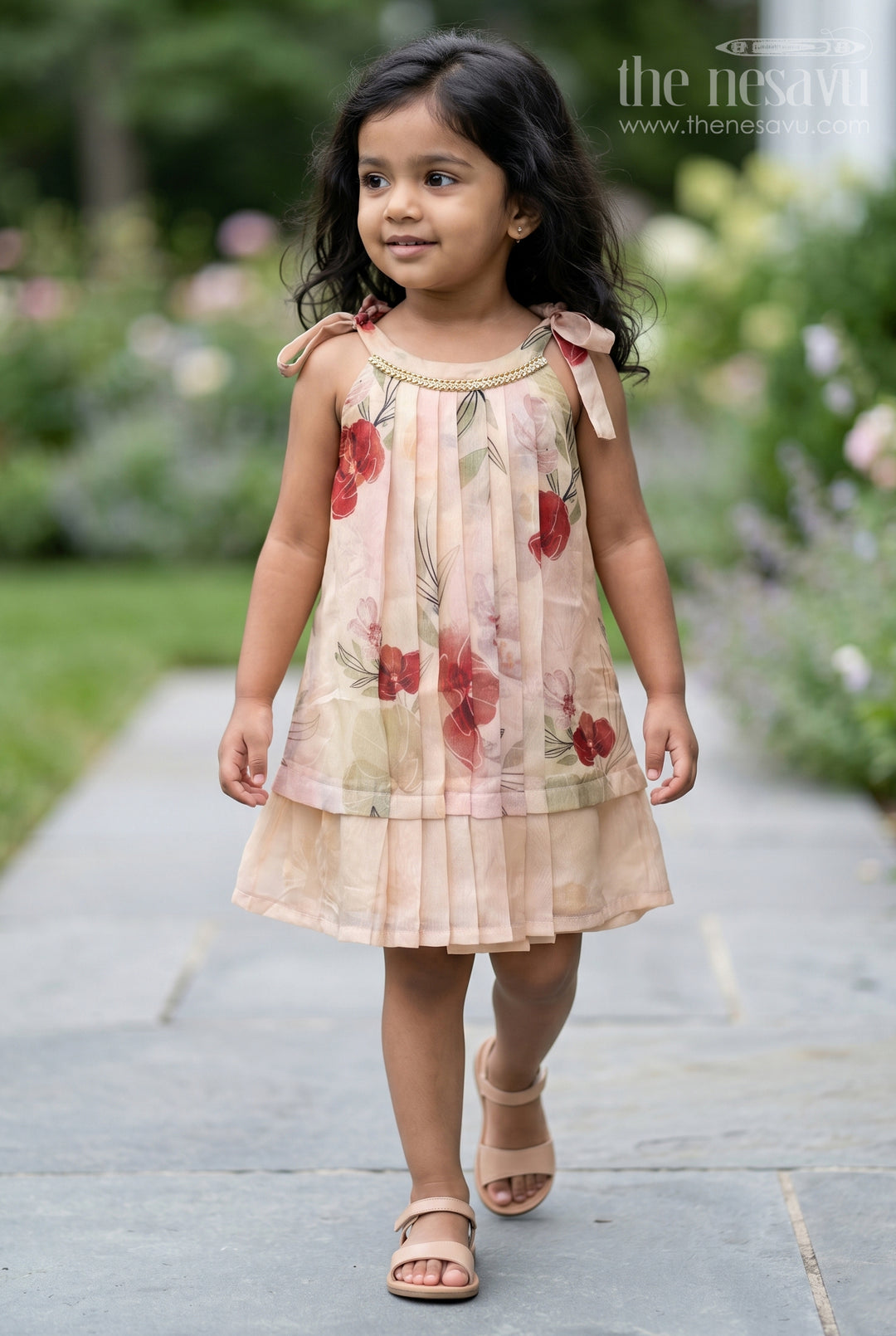 The Nesavu Girls Cotton Frock Girls Frock for Birthday and Festive Photoshoots Nesavu 14 (6M) / Yellow / Georgette GFC2246A-14 Nesavu Girls Georgette Frock With Digital Print For Birthday And Festive Photoshoots