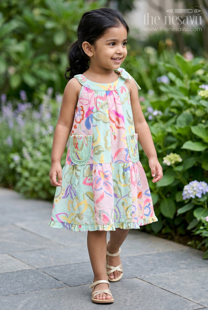 The Nesavu Girls Cotton Frock Girls Frock for Birthday and Park Visits Nesavu 14 (6M) / Green / Georgette GFC2249A-14 Nesavu Girls Georgette Frock With Digital Print For Birthday And Festive Photoshoots Outfit