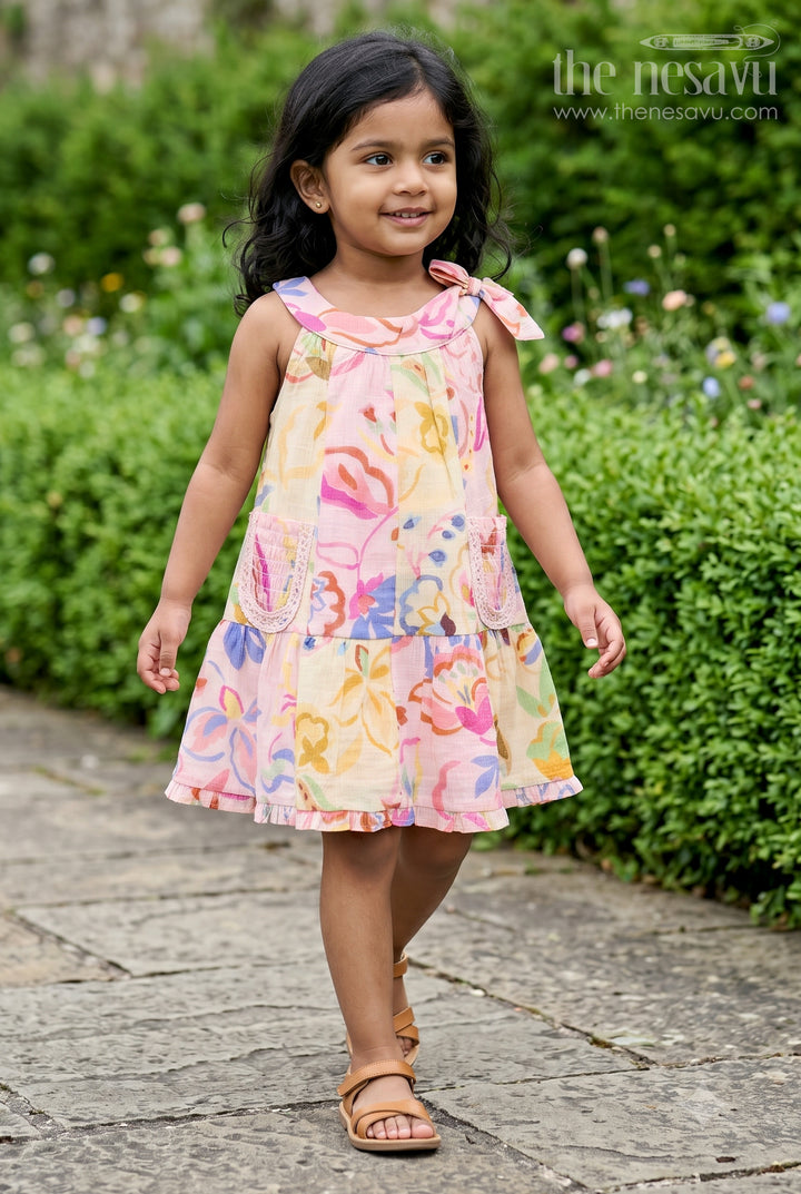 The Nesavu Girls Cotton Frock Girls Frock for Birthday and Party Wear Nesavu 14 (6M) / Pink / Georgette GFC2249C-14 Nesavu Girls Georgette Frock With Digital Print For Party Wear And Birthday Occasions