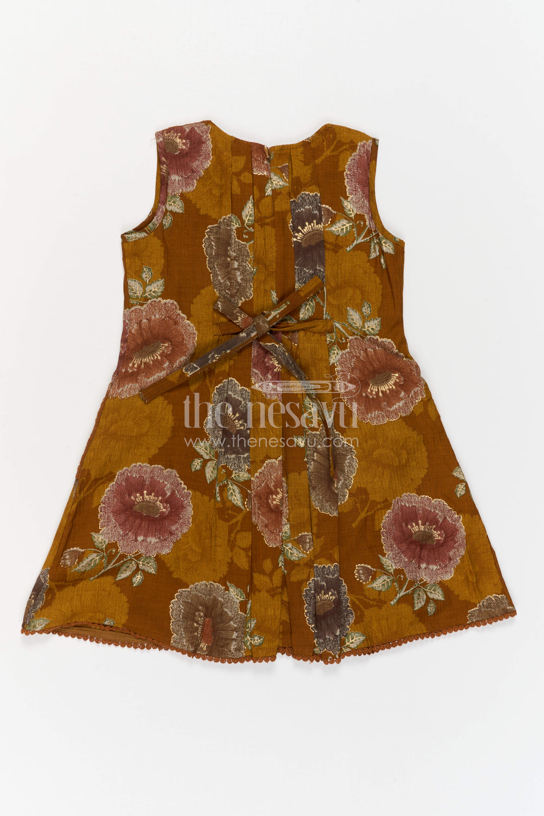 The Nesavu Girls Cotton Frock Girls Frock for Festive Wear and Special Day Outings Nesavu Nesavu Girls Cotton Frock For Festive Wear And Special Outings With Bold Floral Digital Print Design