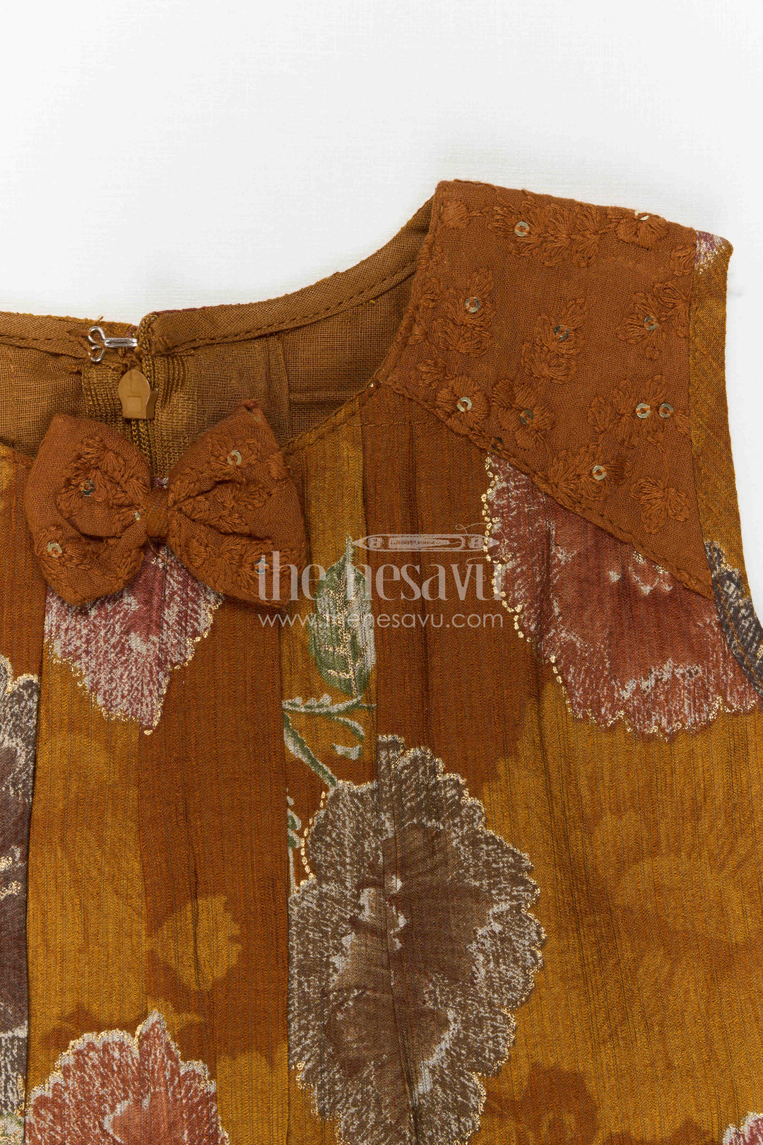 The Nesavu Girls Cotton Frock Girls Frock for Festive Wear and Special Day Outings Nesavu Nesavu Girls Cotton Frock For Festive Wear And Special Outings With Bold Floral Digital Print Design