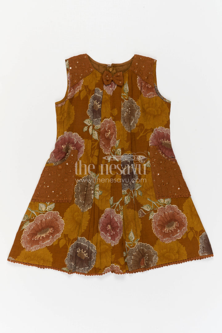 The Nesavu Girls Cotton Frock Girls Frock for Festive Wear and Special Day Outings Nesavu Nesavu Girls Cotton Frock For Festive Wear And Special Outings With Bold Floral Digital Print Design