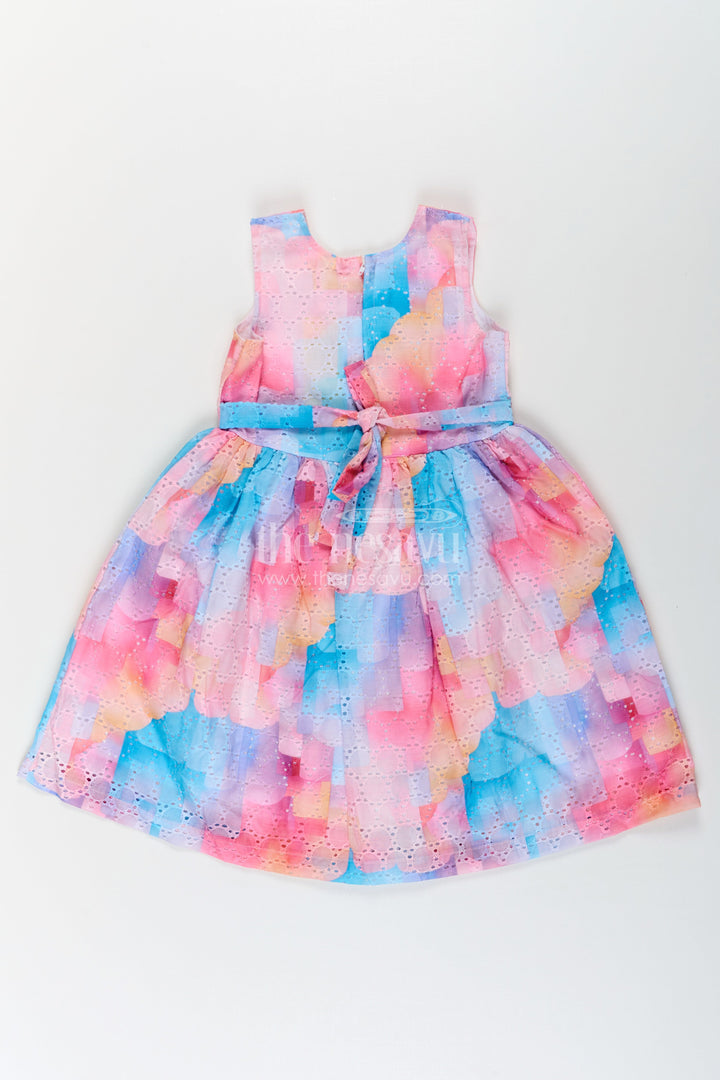 The Nesavu Girls Cotton Frock Girls Frock Princess in Cotton Blended Chikankari with Multicolor Ombre Design and Butterfly Patch Nesavu Girls Frock Princess Cotton Blended Chikankari Multicolor Ombre Butterfly Patch | The Nesavu