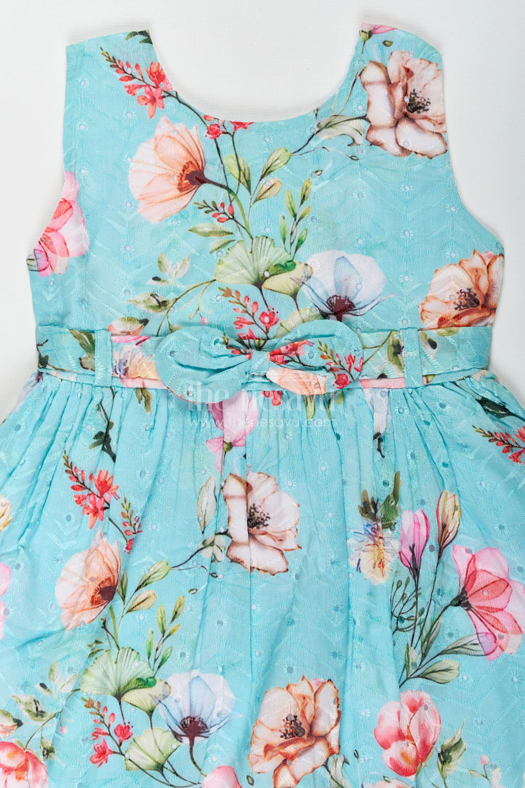 The Nesavu Baby Cotton Frocks Girls Frock with Belt in Hakoba Cotton Featuring Multicolor Floral Print and Elegant Green Hue Nesavu Girls Frock Belt Green Hakoba Cotton Multicolor Floral Print Stylish Comfort | The Nesavu