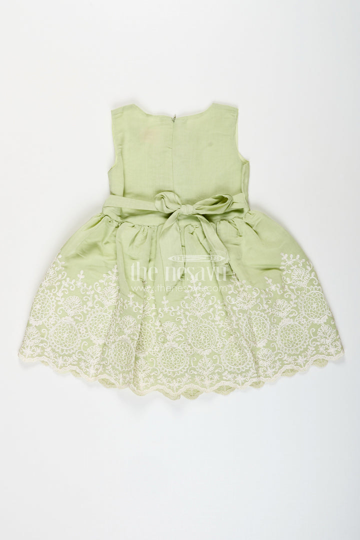 The Nesavu Girls Fancy Frock Girls frock with cotton thread embroidery and detachable lace coat Nesavu Nesavu embroidered frock detachable lace coat  fancy party wear girls