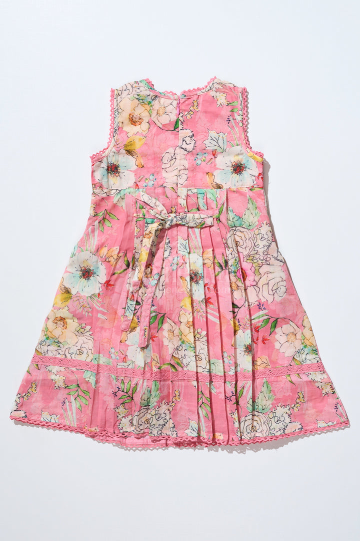 The Nesavu Girls Cotton Frock Girls Frock with Flowers in Soft Cotton Featuring Delicate Smocking and Pleated Detailing Nesavu Girls Frock Flowers Soft Cotton Smocking Elegant Pleats | The Nesavu