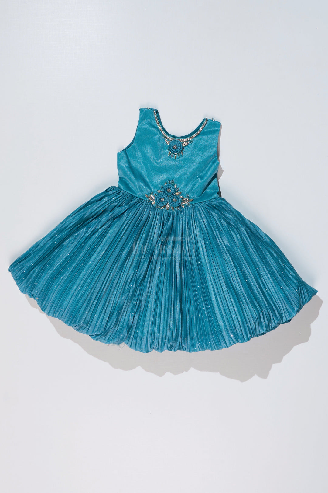 The Nesavu Silk Party Frock Girls Full Frock Dress for Reception with Sequin Jacket and Pleated Flared Skirt for a Grand Look Nesavu Girls Full Frock Dress Reception Sequin Jacket Pleated Flared Skirt | The Nesavu
