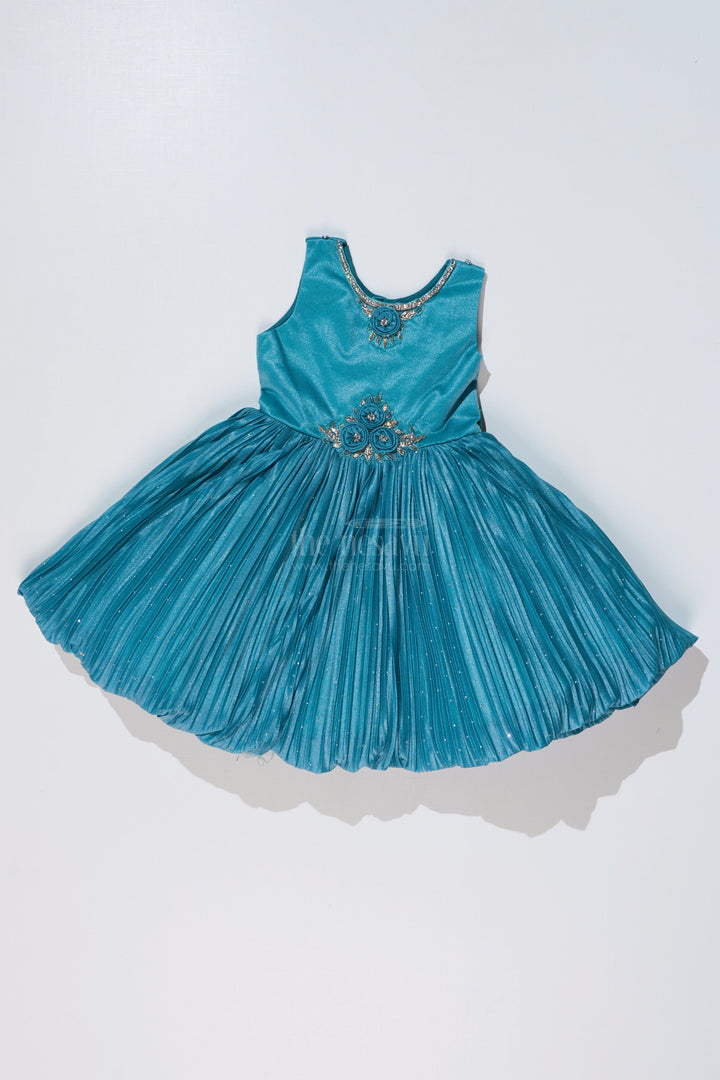 The Nesavu Silk Party Frock Girls Full Frock Dress for Reception with Sequin Jacket and Pleated Flared Skirt for a Grand Look Nesavu Girls Full Frock Dress Reception Sequin Jacket Pleated Flared Skirt | The Nesavu