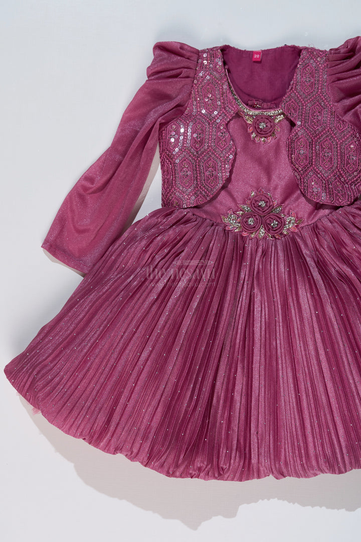 The Nesavu Silk Party Frock Girls Full Frock for Reception with Rich Embellishments and Flowy Pleated Skirt for a Princess Look Nesavu Girls Full Frock Reception Rich Embellishments Elegant Pleated Skirt | The Nesavu