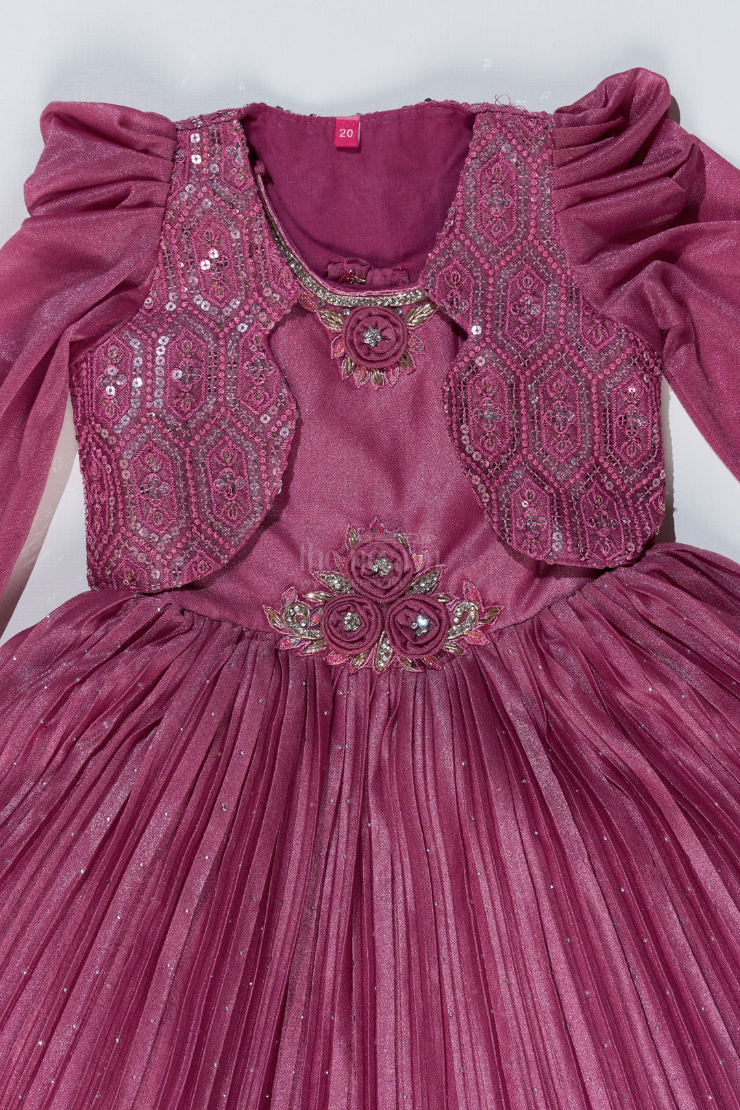 The Nesavu Silk Party Frock Girls Full Frock for Reception with Rich Embellishments and Flowy Pleated Skirt for a Princess Look Nesavu Girls Full Frock Reception Rich Embellishments Elegant Pleated Skirt | The Nesavu