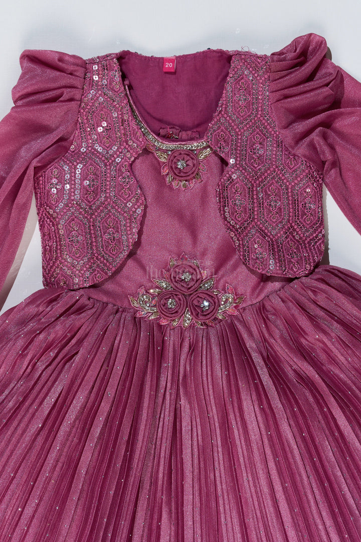 The Nesavu Silk Party Frock Girls Full Frock for Reception with Rich Embellishments and Flowy Pleated Skirt for a Princess Look Nesavu Girls Full Frock Reception Rich Embellishments Elegant Pleated Skirt | The Nesavu