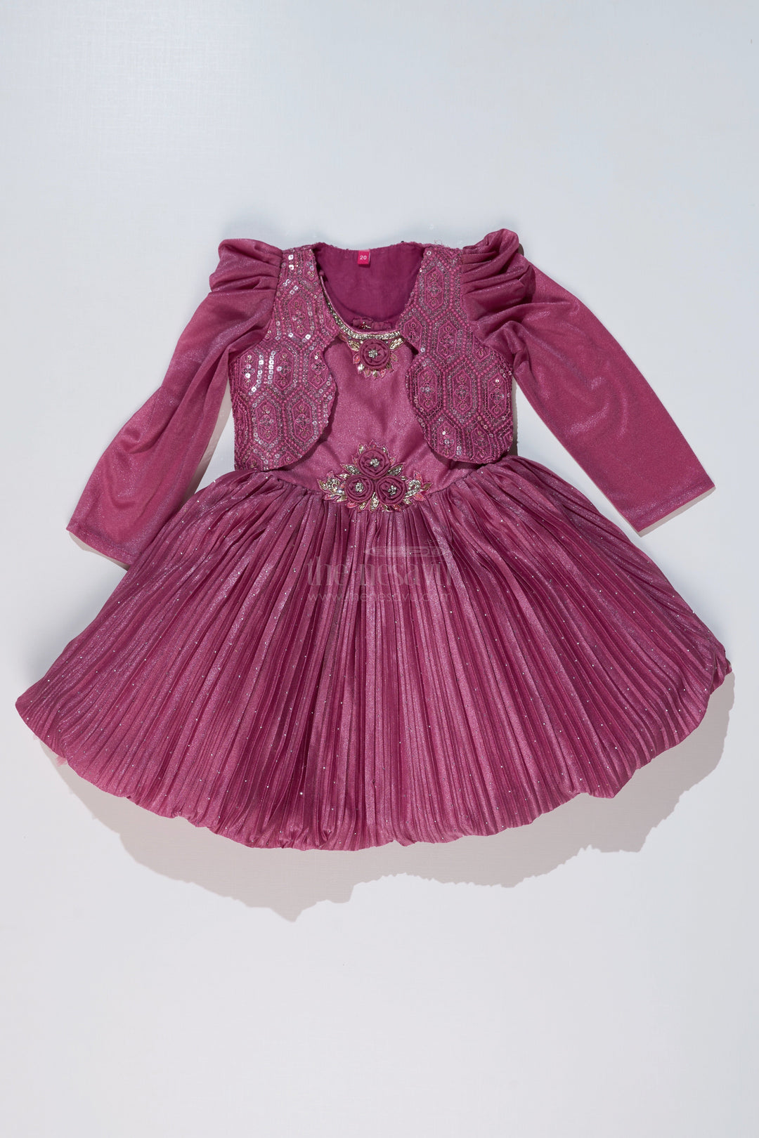 The Nesavu Silk Party Frock Girls Full Frock for Reception with Rich Embellishments and Flowy Pleated Skirt for a Princess Look Nesavu Girls Full Frock Reception Rich Embellishments Elegant Pleated Skirt | The Nesavu