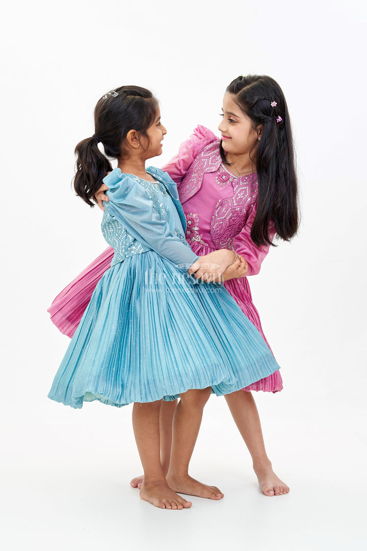 The Nesavu Silk Party Frock Girls Full Frock for Reception with Rich Embellishments and Flowy Pleated Skirt for a Princess Look Nesavu Girls Full Frock Reception Rich Embellishments Elegant Pleated Skirt | The Nesavu