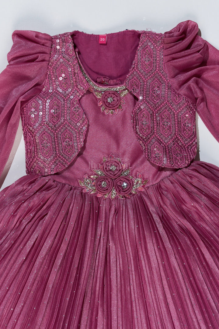 The Nesavu Silk Party Frock Girls Full Frock for Reception with Rich Embellishments and Flowy Pleated Skirt for a Princess Look Nesavu Nesavu Girls Full Frock Reception Rich Embellishments Elegant Pleated Skirt