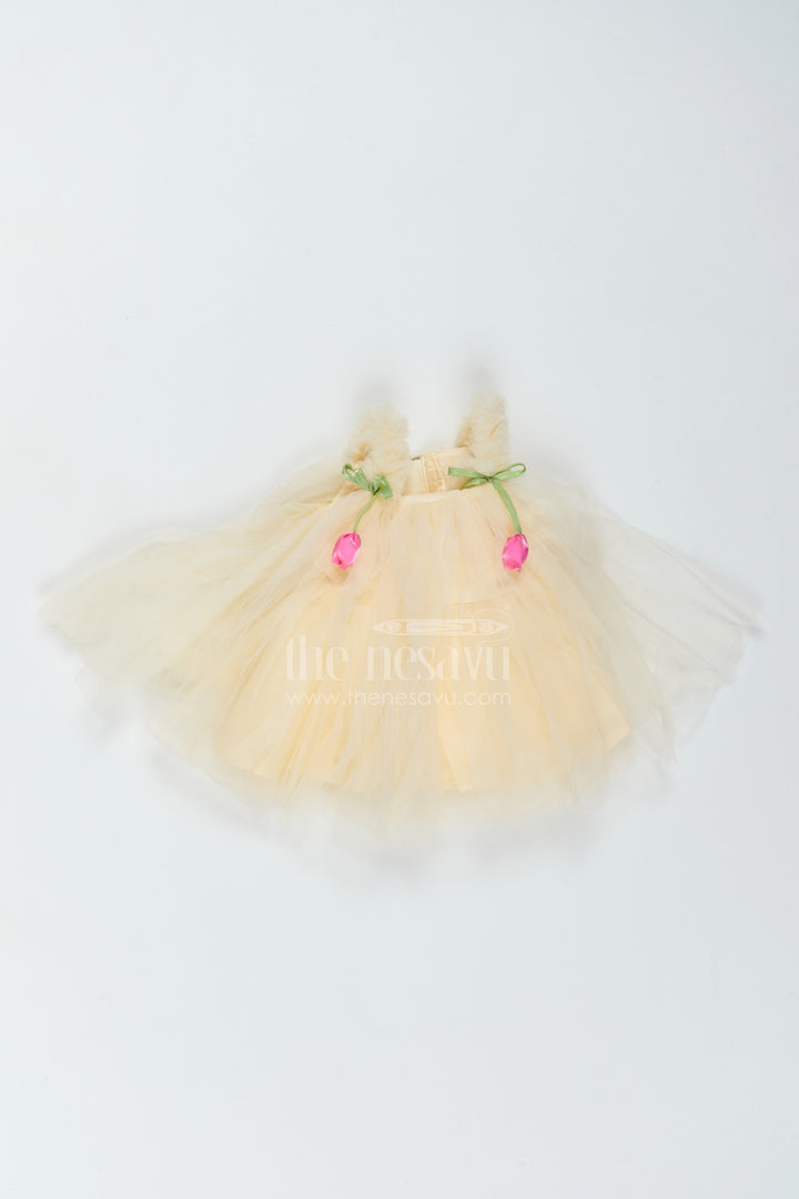 The Nesavu Girls Fancy Party Frock Girls Garden Party Frock for Birthdays and Outdoor Celebrations Nesavu 16 (1Y) / Cream / Plain Net PF331B-16 Nesavu Girls Garden Party Net Frock For Birthdays Outdoor Celebrations Milestone Events And Family Portraits