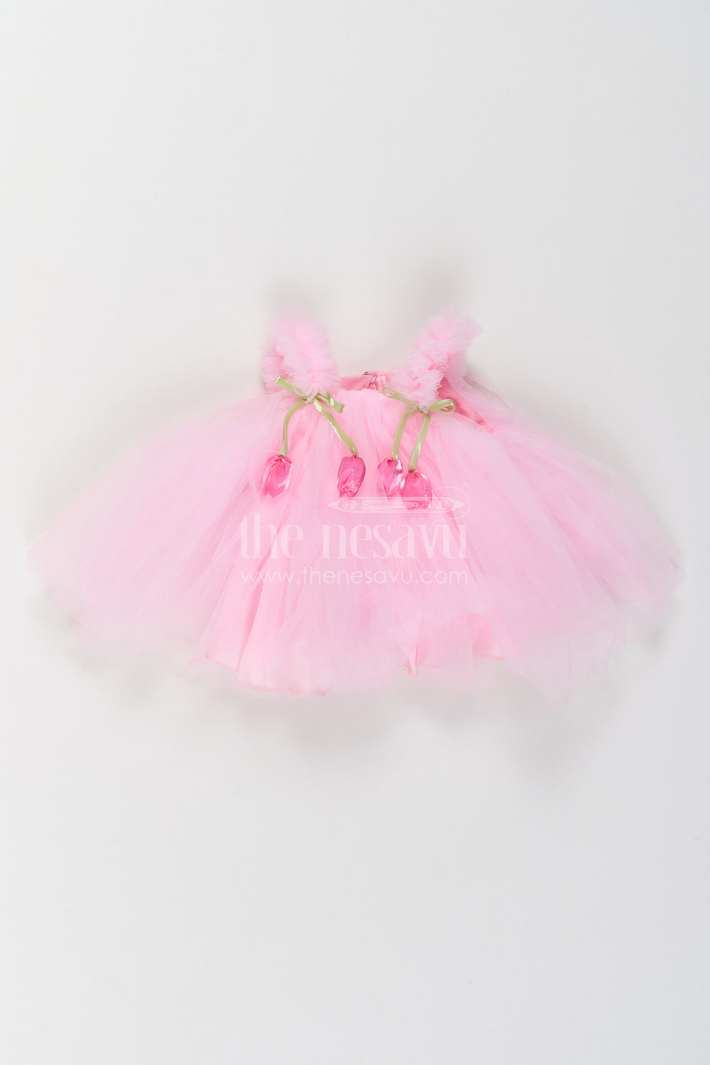 The Nesavu Girls Fancy Party Frock Girls Garden Princess Frock for Milestone Parties and Family Portraits Nesavu 16 (1Y) / Pink / Plain Net PF331F-16 Nesavu Girls Garden Princess Net Frock For Milestone Parties Family Portraits Birthdays And Special Events