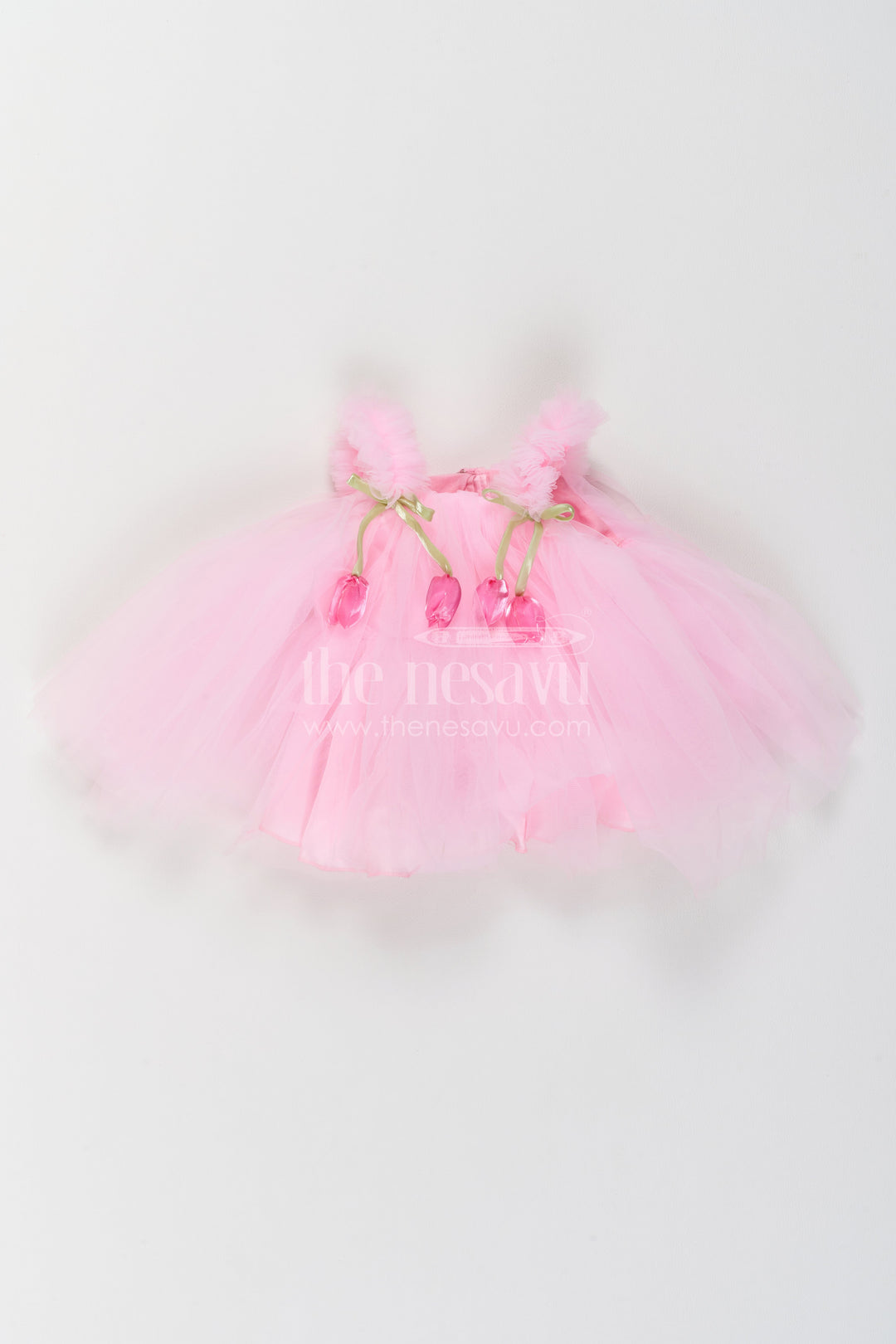 The Nesavu Girls Fancy Party Frock Girls Garden Princess Frock for Milestone Parties and Family Portraits Nesavu 16 (1Y) / Pink / Plain Net PF331F-16 Nesavu Girls Garden Princess Net Frock For Milestone Parties Family Portraits Birthdays And Special Events