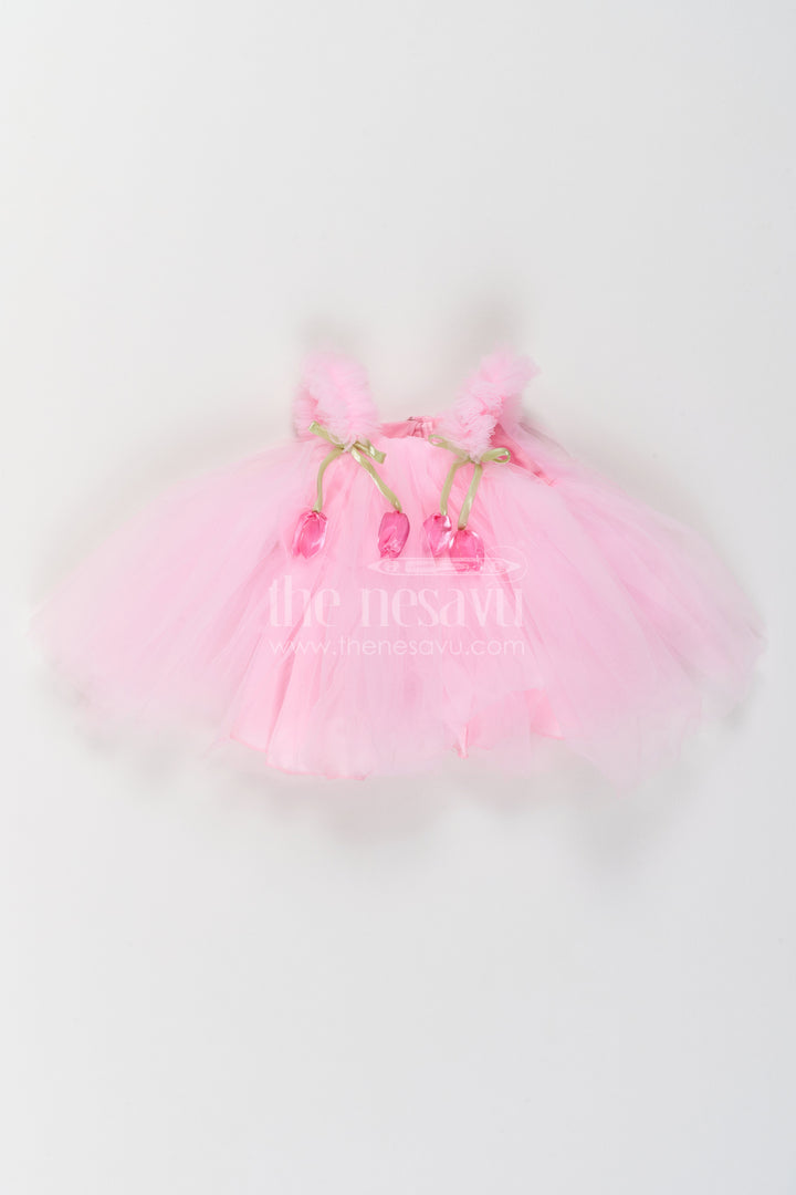 The Nesavu Girls Fancy Party Frock Girls Garden Princess Frock for Milestone Parties and Family Portraits Nesavu 16 (1Y) / Pink / Plain Net PF331F-16 Nesavu Girls Garden Princess Net Frock For Milestone Parties Family Portraits Birthdays And Special Events