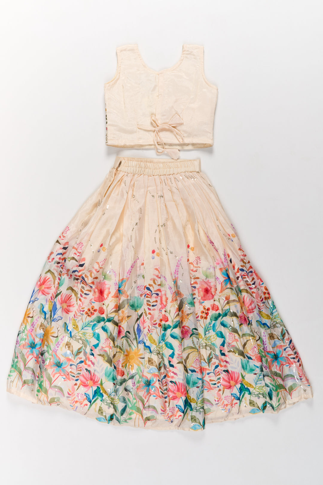 The Nesavu Girls Lehenga Choli Girls Georgette Embroidered Party Wear Lehenga with Floral Printed Skirt Nesavu Girls Party Wear Georgette Lehenga Floral Prints Embroidery | The Nesavu