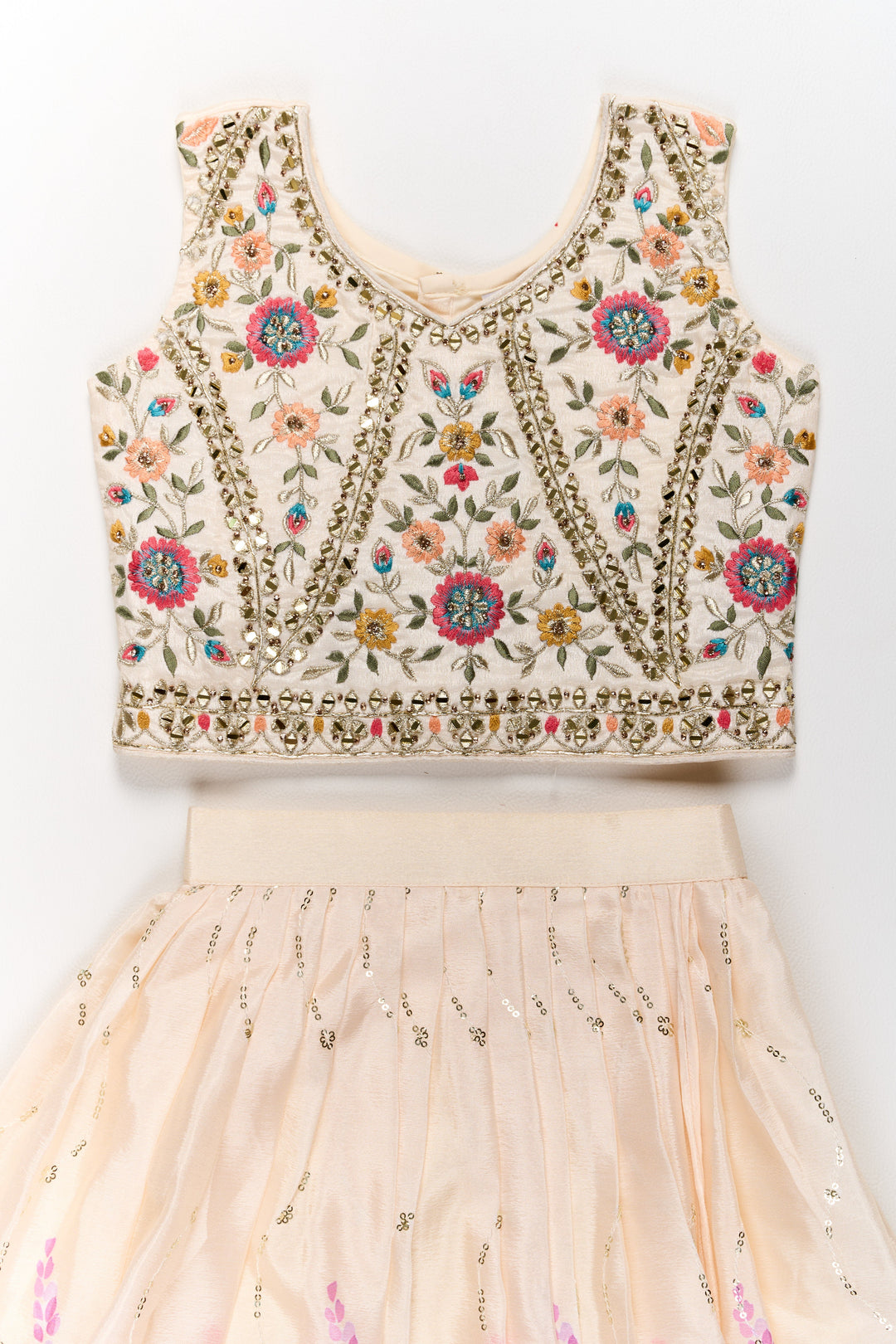 The Nesavu Girls Lehenga Choli Girls Georgette Embroidered Party Wear Lehenga with Floral Printed Skirt Nesavu Girls Party Wear Georgette Lehenga Floral Prints Embroidery | The Nesavu