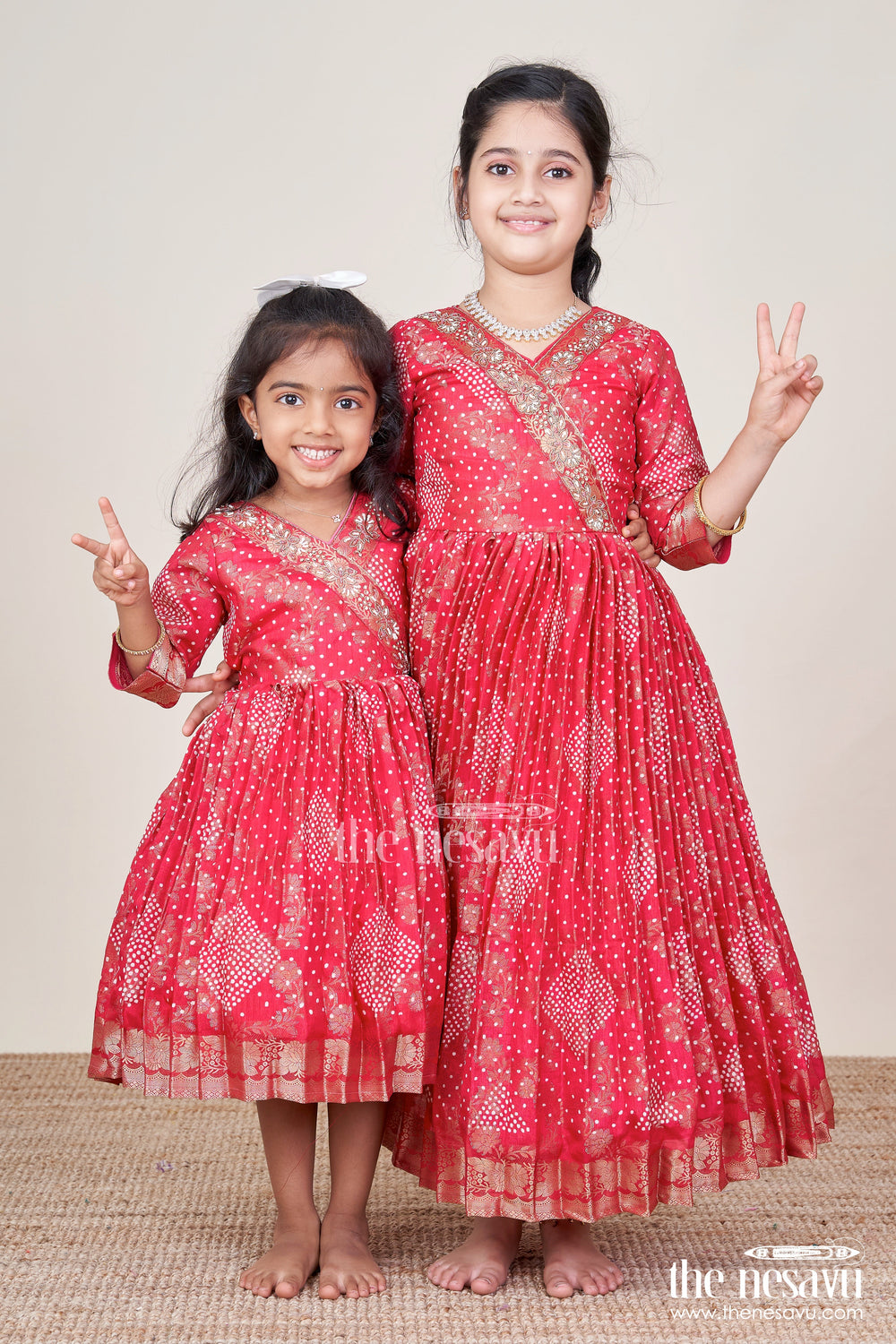 The Nesavu Girls Party Gown Girls Georgette Gown for Festive Weddings and Parties Nesavu Nesavu girls jacquard georgette gown weddings festive celebrations