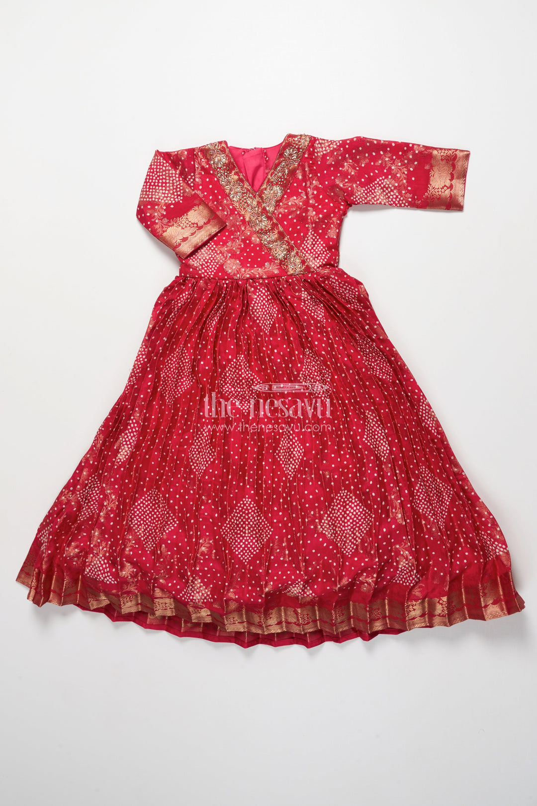 The Nesavu Girls Party Gown Girls Georgette Gown for Festive Weddings and Parties Nesavu Nesavu girls jacquard georgette gown weddings festive celebrations