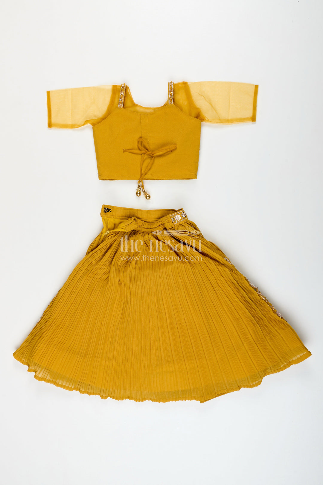 The Nesavu Girls Lehenga Choli Girls Georgette Lehenga Choli for Festive Events and Dance Programs Nesavu Nesavu girls pleated georgette lehenga choli embroidery  perfect weddings dance events