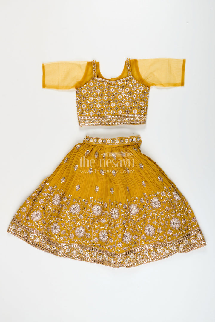 The Nesavu Girls Lehenga Choli Girls Georgette Lehenga Choli for Festive Events and Dance Programs Nesavu Nesavu girls pleated georgette lehenga choli embroidery  perfect weddings dance events