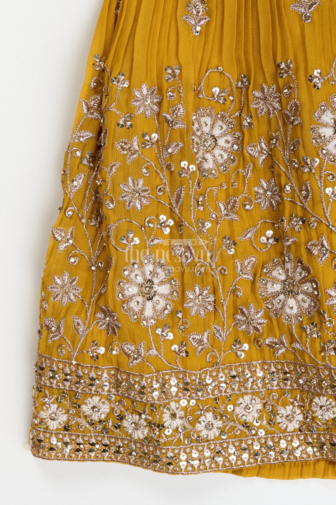 The Nesavu Girls Lehenga Choli Girls Georgette Lehenga Choli for Festive Events and Dance Programs Nesavu Nesavu girls pleated georgette lehenga choli embroidery  perfect weddings dance events