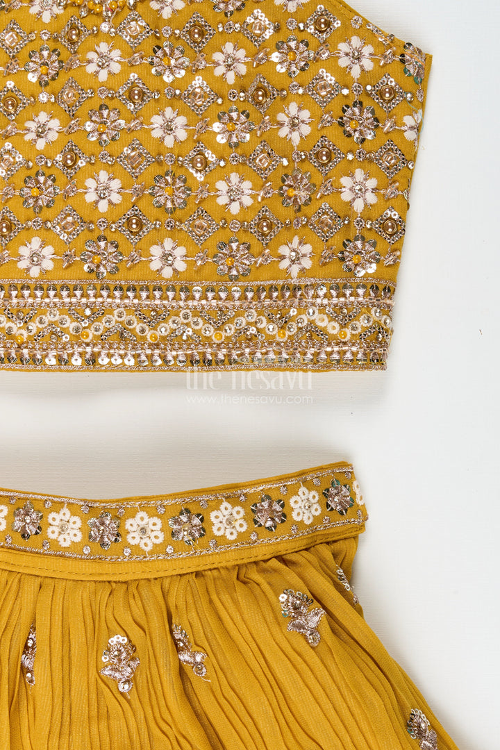 The Nesavu Girls Lehenga Choli Girls Georgette Lehenga Choli for Festive Events and Dance Programs Nesavu Nesavu girls pleated georgette lehenga choli embroidery  perfect weddings dance events