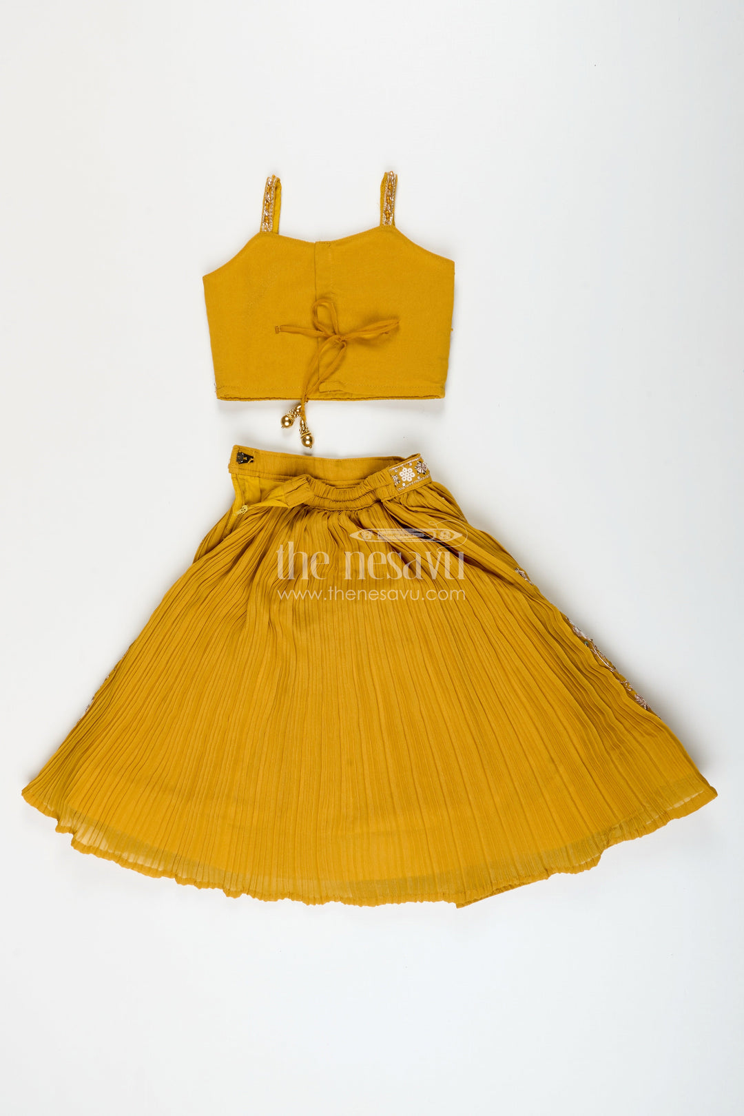 The Nesavu Girls Lehenga Choli Girls Georgette Lehenga Choli for Festive Events and Dance Programs Nesavu Nesavu girls pleated georgette lehenga choli embroidery  perfect weddings dance events