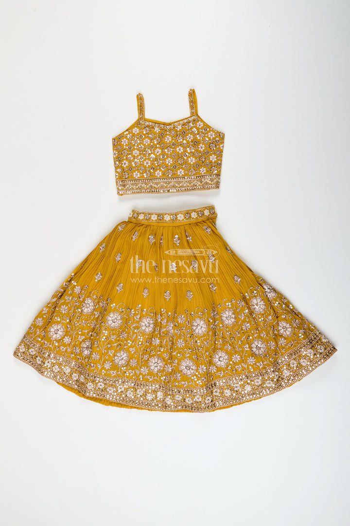 The Nesavu Girls Lehenga Choli Girls Georgette Lehenga Choli for Festive Events and Dance Programs Nesavu Nesavu girls pleated georgette lehenga choli embroidery  perfect weddings dance events