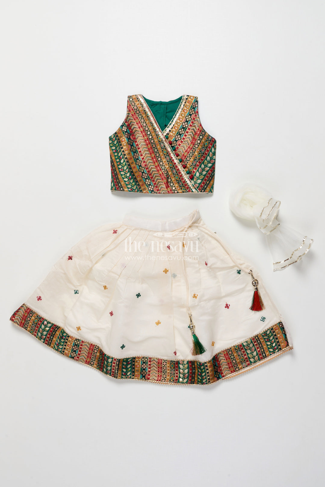 The Nesavu Girls Lehenga Choli Girls Georgette Lehenga Choli with Embroidered Blouse and Festive Tassels Nesavu Nesavu girls georgette lehenga choli embroidered blouse tassels  festive ethnic wear