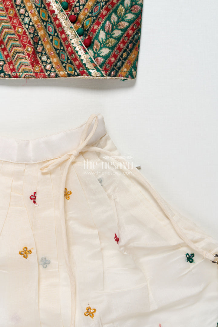 The Nesavu Girls Lehenga Choli Girls Georgette Lehenga Choli with Embroidered Blouse and Festive Tassels Nesavu Nesavu girls georgette lehenga choli embroidered blouse tassels  festive ethnic wear