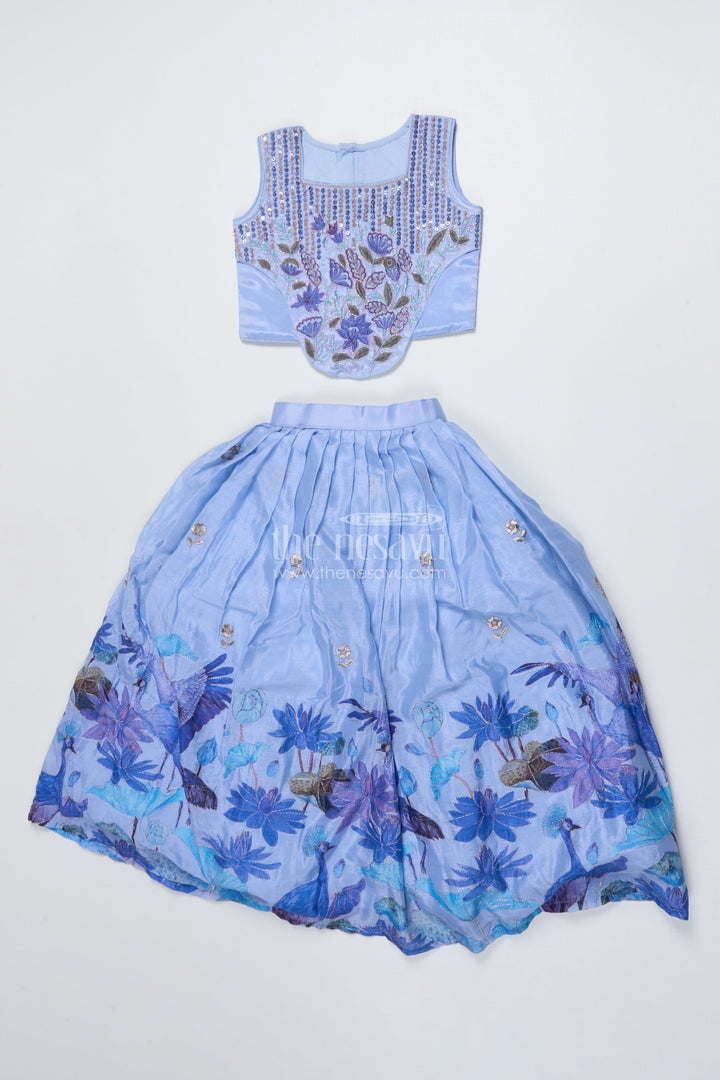 The Nesavu Girls Lehenga Choli Girls Georgette Lehenga Choli with Thread Embroidery for Festive Occasions Nesavu 24 (5Y) / Blue GL725B-24 Nesavu girls lehenga choli georgette thread embroidery festive functions weddings