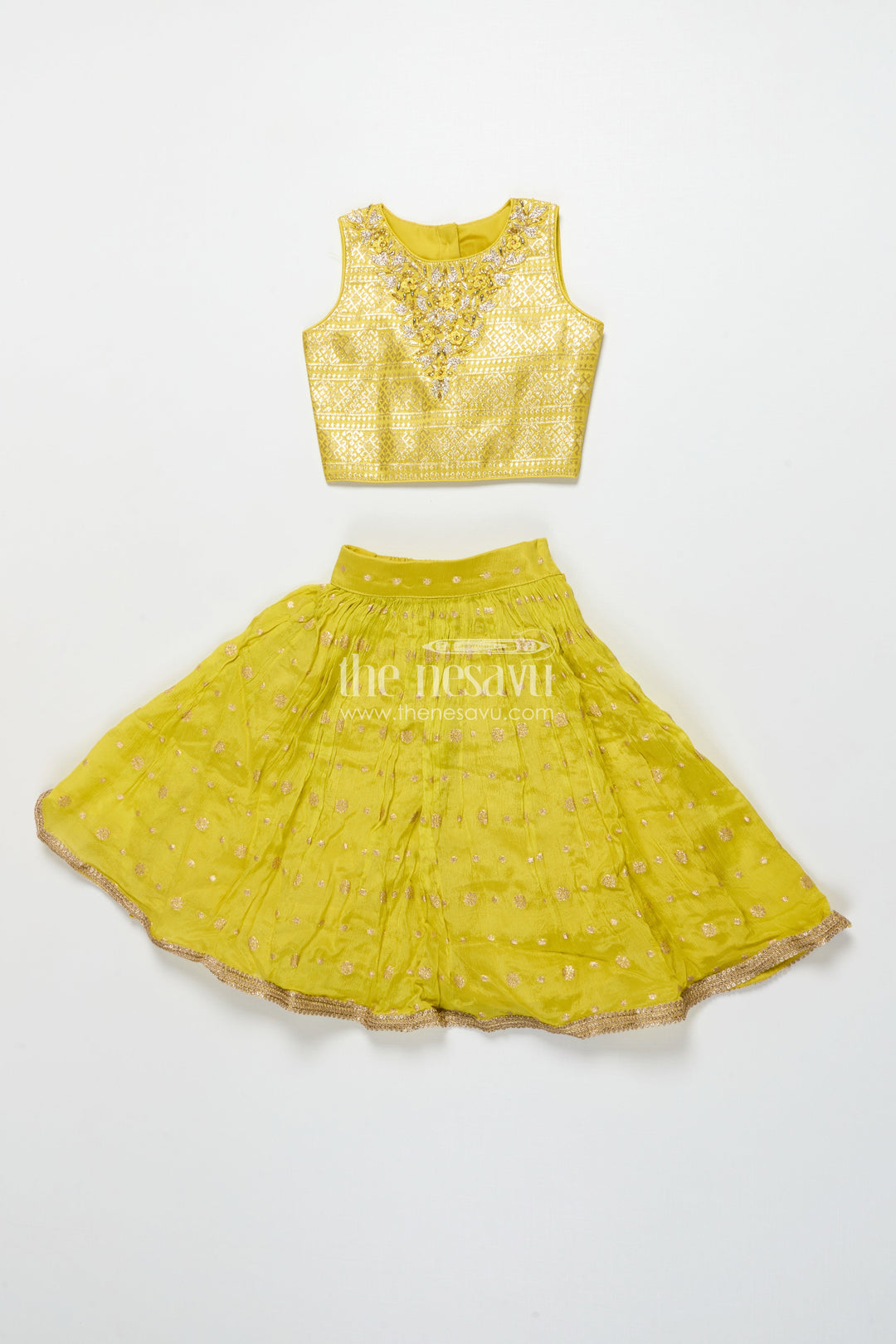 The Nesavu Girls Ethnic Lehenga Girls Georgette Lehenga Set for Festive Functions and Wedding Wear Nesavu 16 (1Y) / Yellow GL800B-16 Nesavu girls georgette lehenga set embroidered blouse weddings festive celebrations