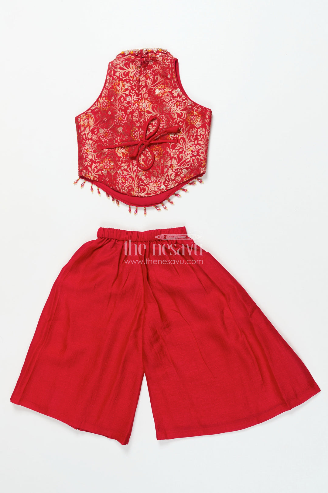 The Nesavu Girls Sharara / Plazo Set Girls Georgette Sharara Set for Parties and Ethnic Occasions Nesavu Nesavu girls embroidered georgette sharara set weddings parties ethnic occasions