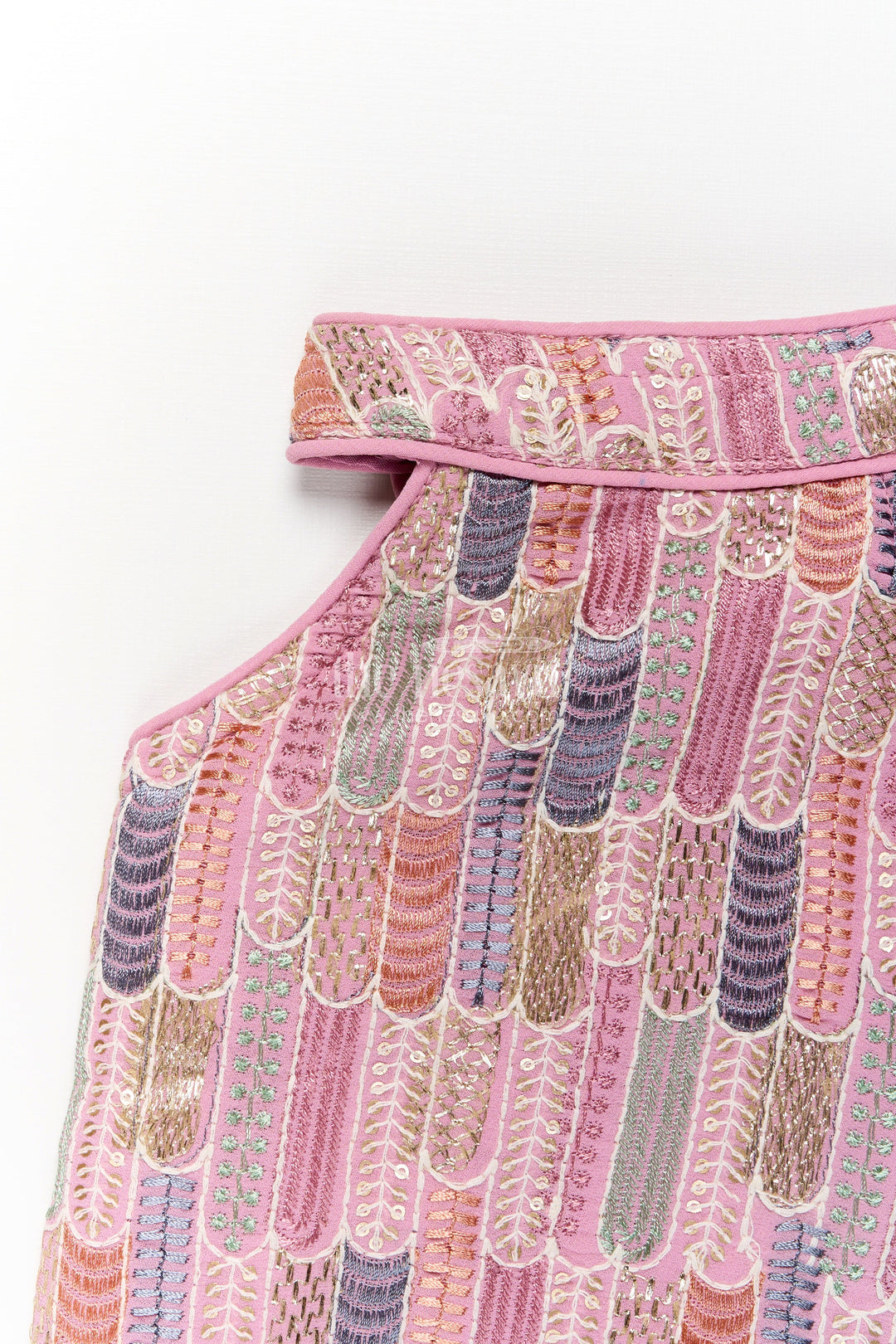 The Nesavu Girls Sharara / Plazo Set Girls Georgette Sharara Suit in Mauve with Embroidered Yoke and Palazzo Pants Set Nesavu Girls Georgette Sharara Suit Mauve Thread Embroidery Yoke Palazzo Dupatta Set | The Nesavu