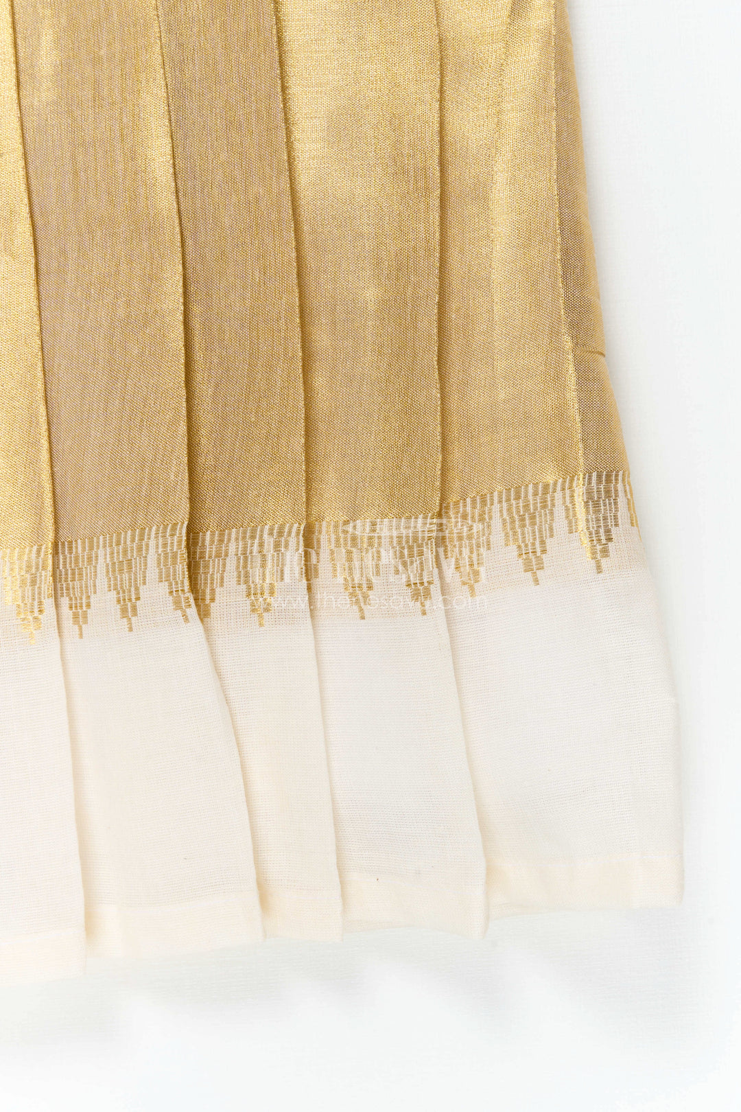 The Nesavu Tie-up Frock Girls Gold Tissue Silk Frock for Festive Celebrations Nesavu Nesavu Girls Gold Tissue Silk Frock With Tie Up Straps For Festive Family Occasions